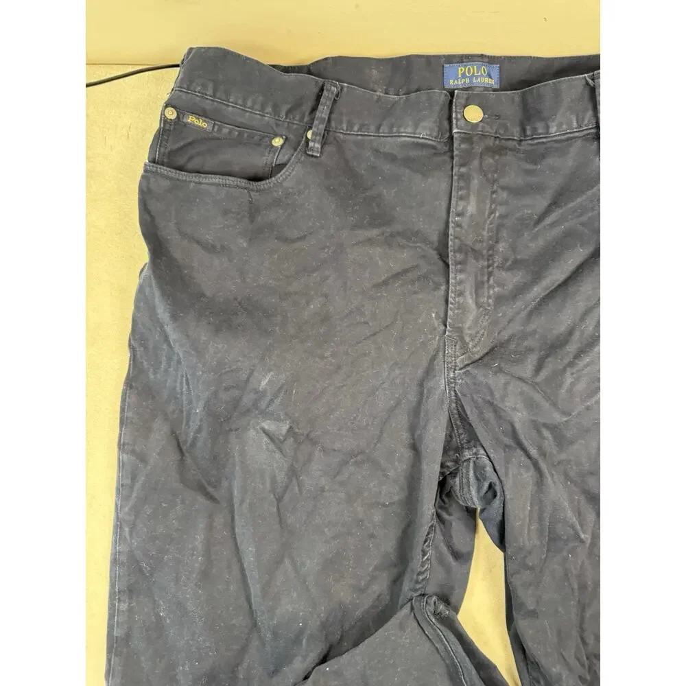 Polo Ralph Lauren Mens Pants 42x32 Black Classic Fit Cotton Chino Casual